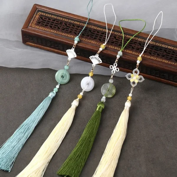 Chinese Jade Lotus Tassel Hanfu Waist Pendant