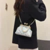 Chinese Pearl Embroidery Clutch Bag
