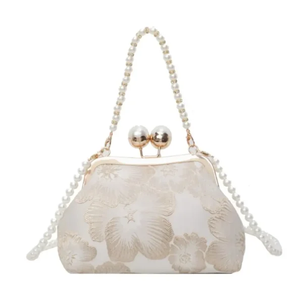 Chinese Pearl Embroidery Clutch Bag